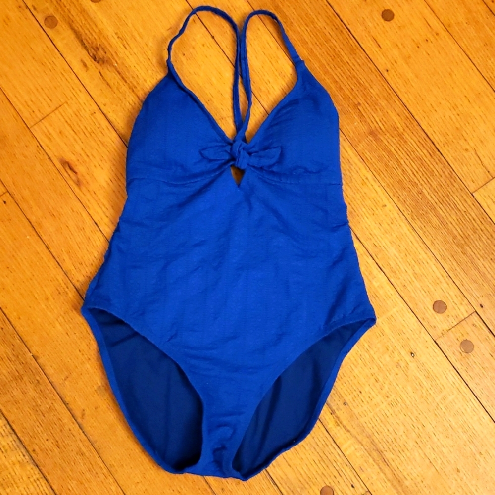 Blue one piece swimsuit